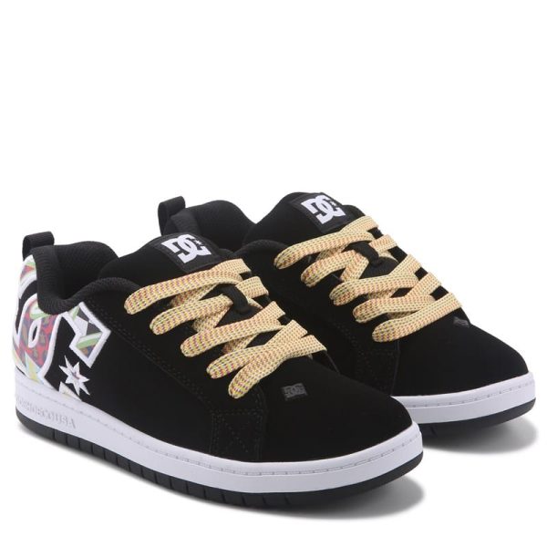 DC Shoes Kids' Court Graffik Sneaker Little/Big Kid Shoes (Black/Multi) - Size 2.0 M at Famous Footwear