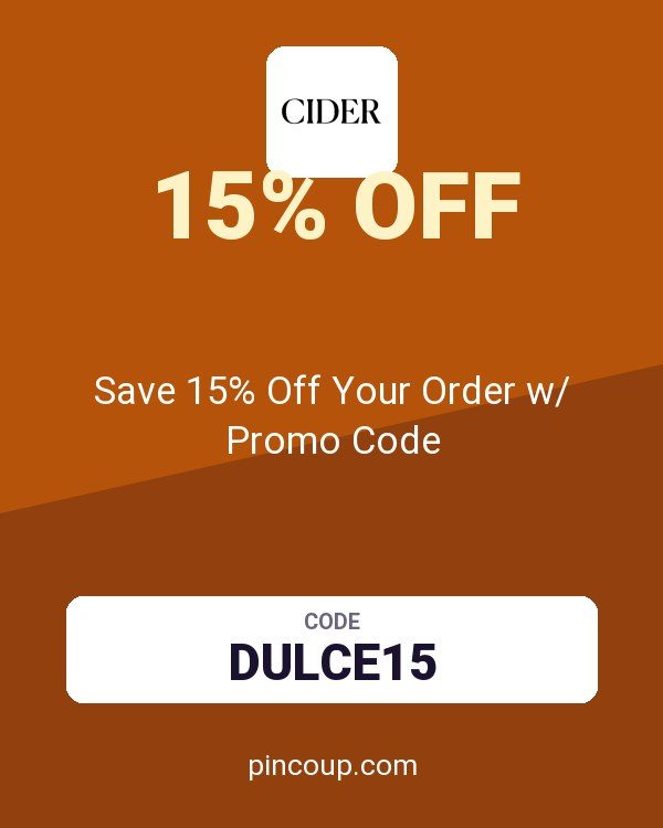 Cider coupon: Save 15% Off Your Order w/ Promo Code