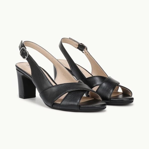 LifeStride Shoes Freesia Slingback Sandal (Black Faux Leather) Suede 5.5 M