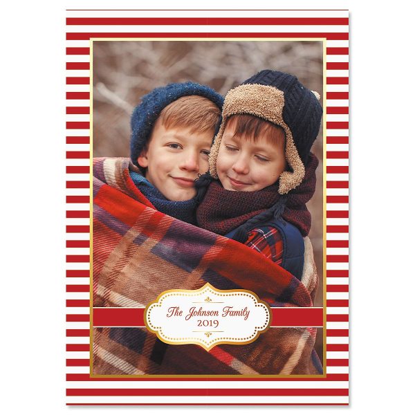 Red Stripes Photo Christmas Cards - 80 at Current Catalog