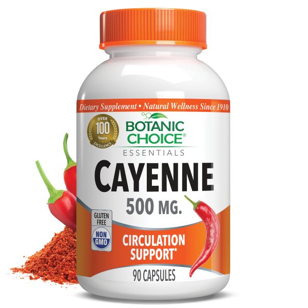 Cayenne Capsules 500 mg - Circulation Support Supplement - 90 Capsules at Botanic Choice