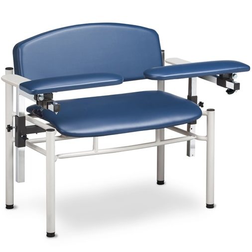 Clinton SC Series Extra-Wide Padded Blood Drawing Chair with Padded Flip Arms - Standard Flip Arms - Country Mist at MFI Medical