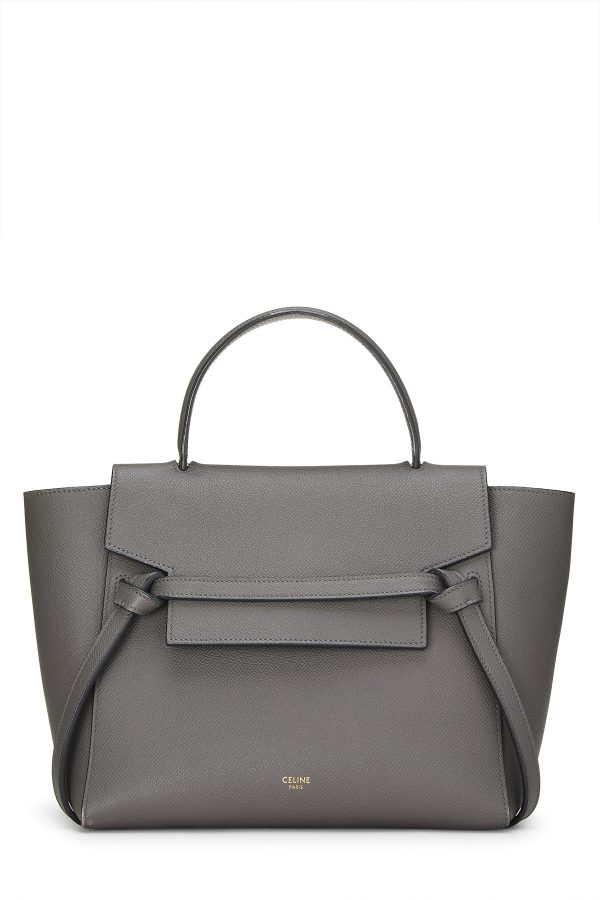 Women's Céline Black Grained Calfskin Belt Bag Micro in Grey Micro at What Goes Around Comes Around