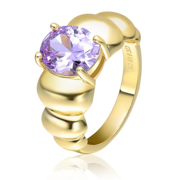 14k Gold over Sterling Silver Purple Cubic Zirconia Cocktail Ring, Women's, Size: 6, Gold Tone at Kohl's