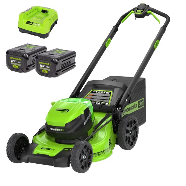 RENEWED 80V 21" Cordless Battery 4-in-1 Self-Propelled Lawn Mower: (1) 4.0 Ah, (1) 2.0 Ah Battery and Rapid Charger, LM2118S at Greenworks Tools