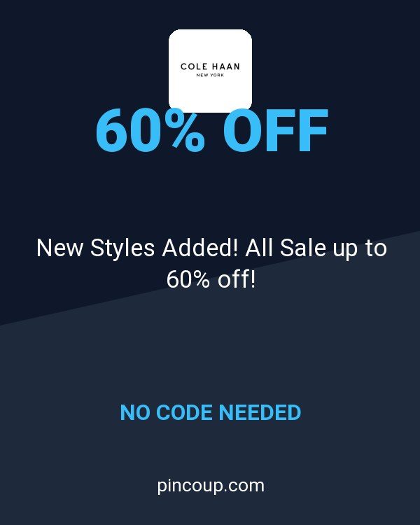 Cole Haan coupon: New Styles Added! All Sale up to 60% off!
