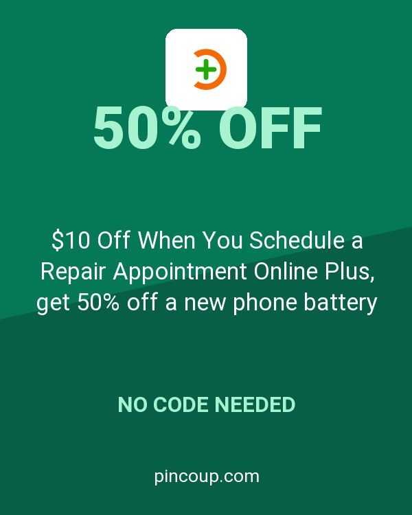 Batteries Plus coupon: $10 Off When You Schedule a Repair Appointment Online Plus, get 50% off a new phone battery with any Apple phone repair service