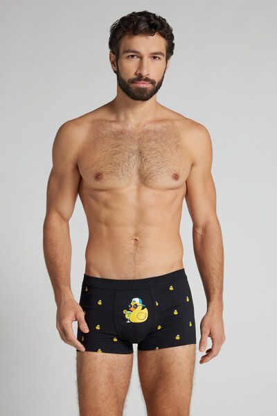 Intimissimi Rubber Duck Print Superior Cotton Boxers Man Black Size 5