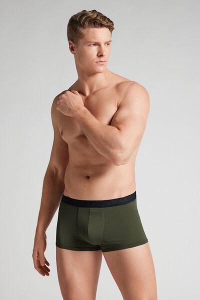 Intimissimi Microfiber Boxers with Logo Man Green Size 5