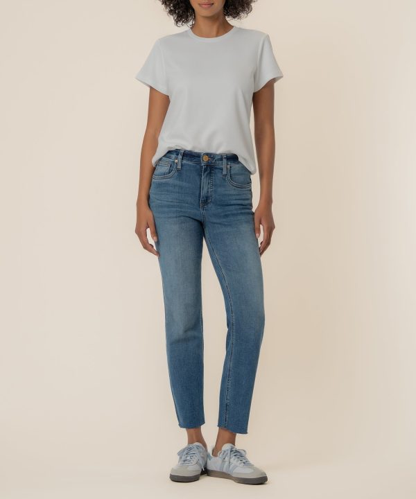 Rachael High Rise Mom Jean in Faithful Wash at Kut from the Kloth
