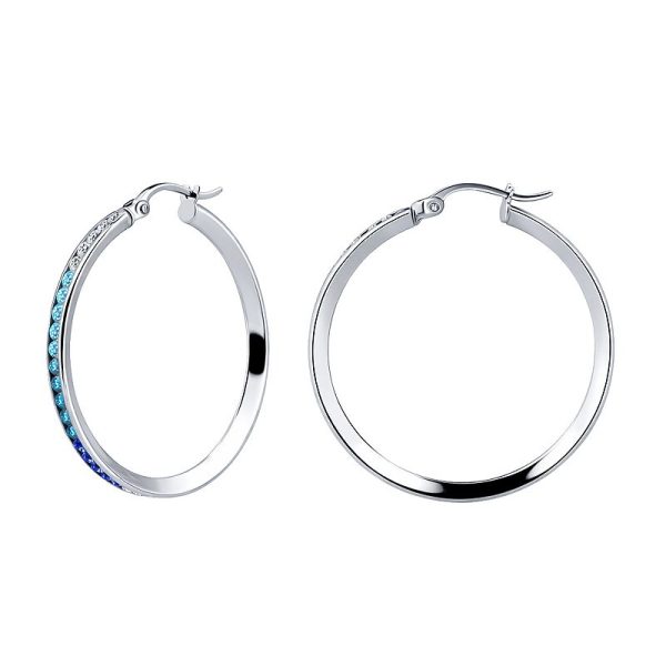 Aleure Precioso Sterling Silver Channel Set Cubic Zirconia Click-Top Hoop Earrings, Women's, Size: 30MM, Sterling Blues at Kohl's