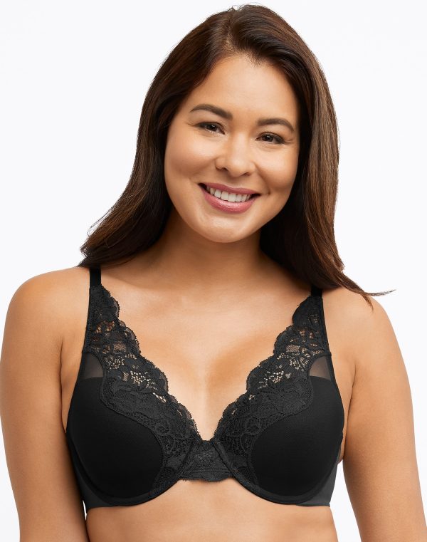 Bali One Smooth U Comfort Stretch Lace Underwire Bra Black 36B at Bali Bras