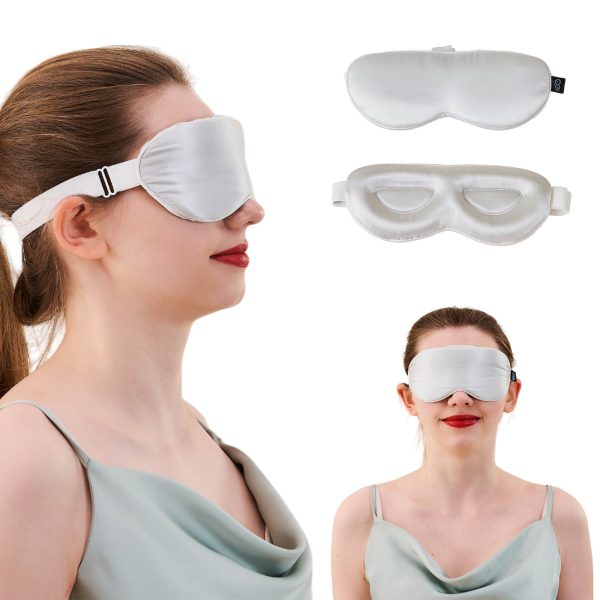 23MM Mulberry Silk 3D Contour Eye Mask with Sleeping Earplugs - Light Grey at Promeed