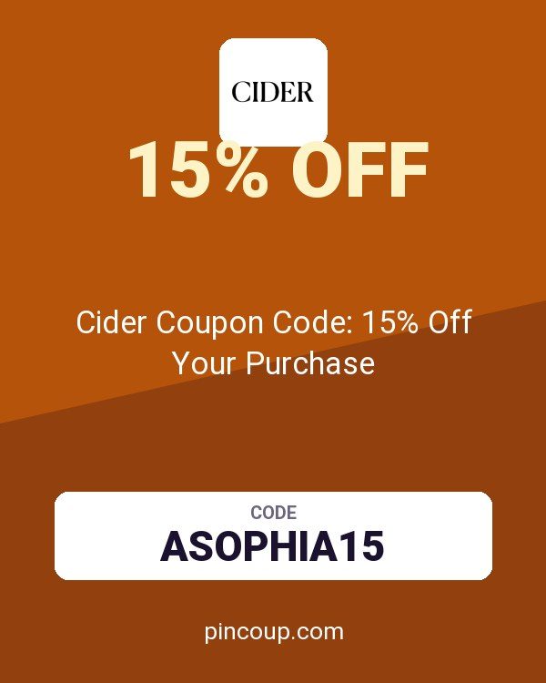 Cider Coupon Code: 15% Off Your Purchase