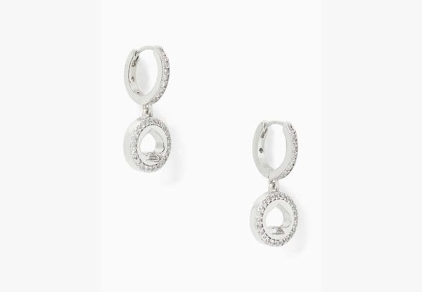 Kate Spade Spot The Spade Pave Huggies, silver at Kate Spade Outlet