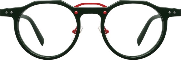 Fytoo Geometric Round Green Acetate Full Rim Eyeglasses