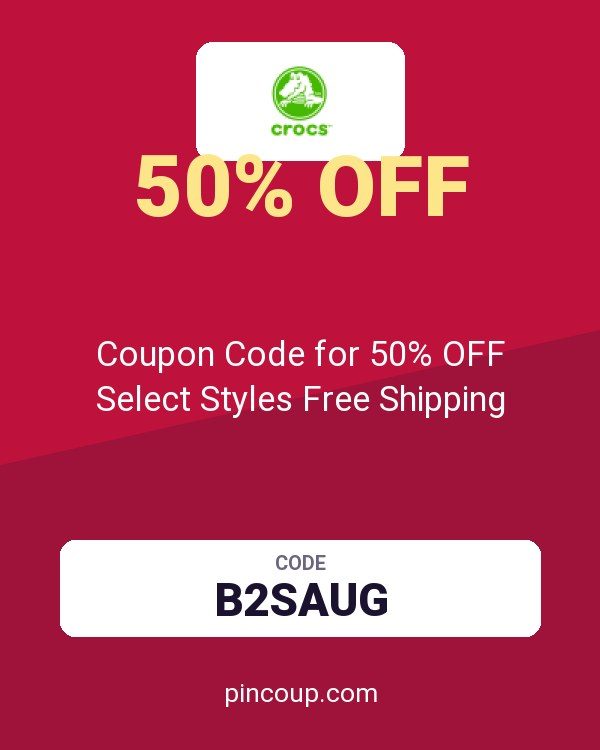 Crocs: Coupon Code for 50% OFF Select Styles Free Shipping
