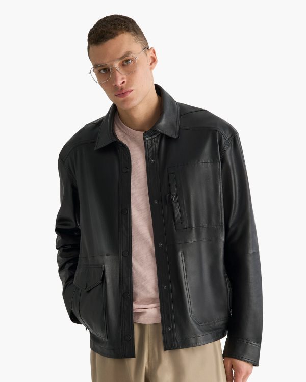Men's Leather Shirt Jacket in Black Size XL ATM Clothing at ATM Collection