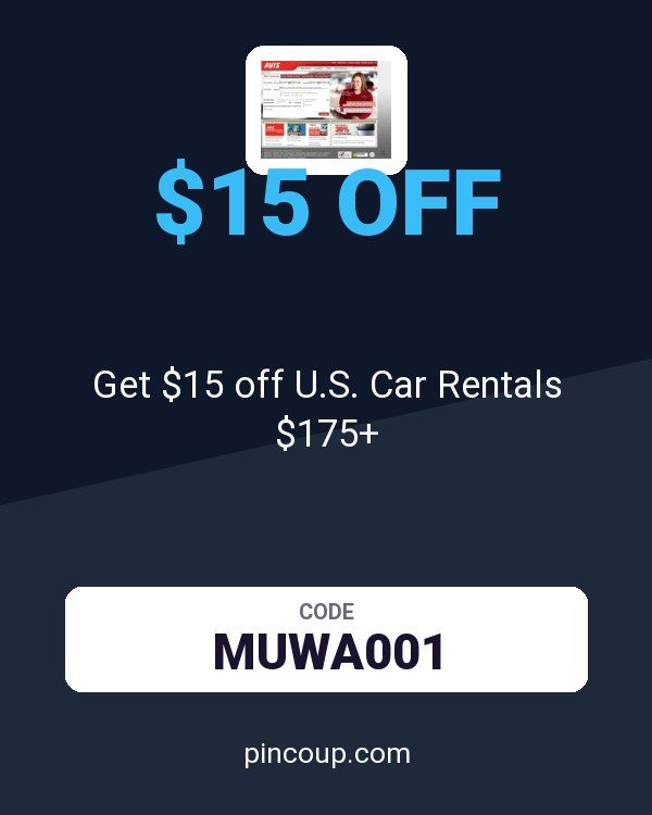 Avis Car Rental coupon: Get $15 off U.S. Car Rentals $175+