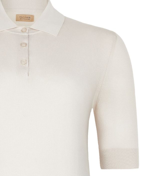 Falconeri Silk Cotton Blend Polo Woman Salt Size XS