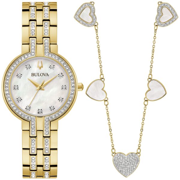 Bulova Crystal Stainless Steel Bracelet Dress Classic Women's Watch - 98X138 Gifts for Her