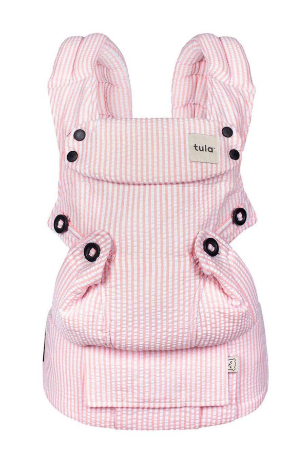 Blush Pink Classic - Seersucker Explore Baby Carrier at Baby Tula