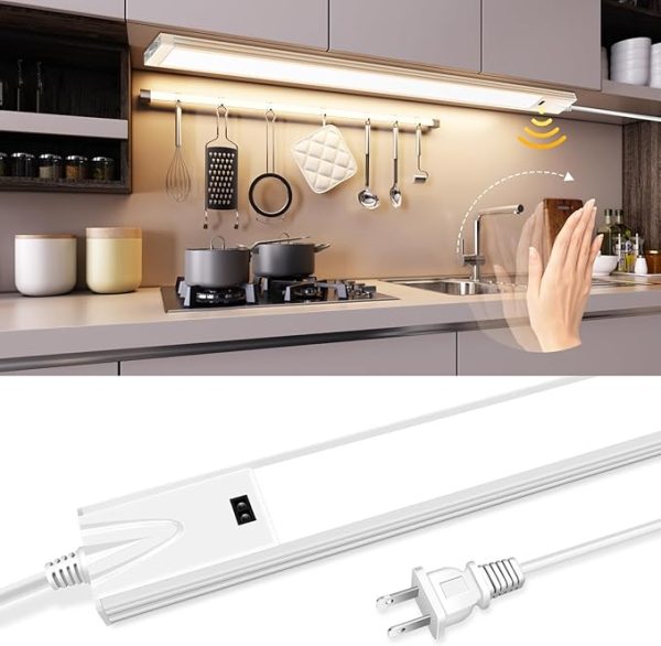 21 Inch Motion Sensor Under Cabinet Lighting, 3CCT Under Cabinet Lights Plug in, Dimmable Closet Lights with Hand Wave, Under Counter Fixtures for Kitchen(1 Pack) at LightingWill