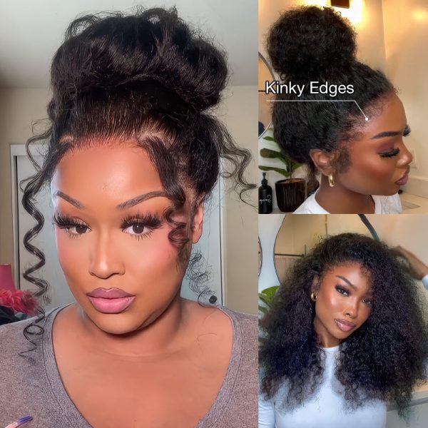 Flash Sale Upgrade Kinky Edges Hairline Invisi-Strap Cozy Snug Fit 360 Skin Lace Pre Everything Wigs - 180% / Straight / 16 at HONGKONG OSSILEE TRADING LIMITED