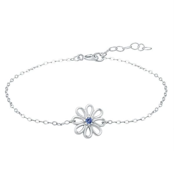 Aleure Precioso Sterling Silver Gemstone Flower Anklet, Women's, Size: 9", Tanzanite Blue at Kohl's