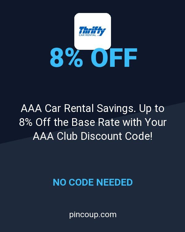 Thrifty Rent-A-Car System, Inc. coupon: AAA Car Rental Savings. Up to 8% Off the Base Rate with Your AAA Club Discount Code!