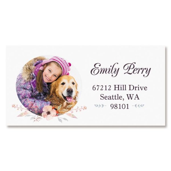 Floral Cameo Photo Border Address Label at Colorful Images