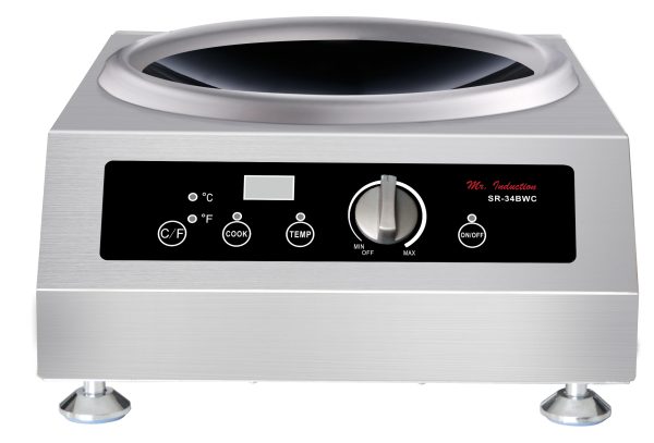 SPT - 3400W Countertop Commercial Wok Cooktop (220-240V) with 16.5″ Stainless Steel Wok with Lid - Black and stainless steel at Best Buy