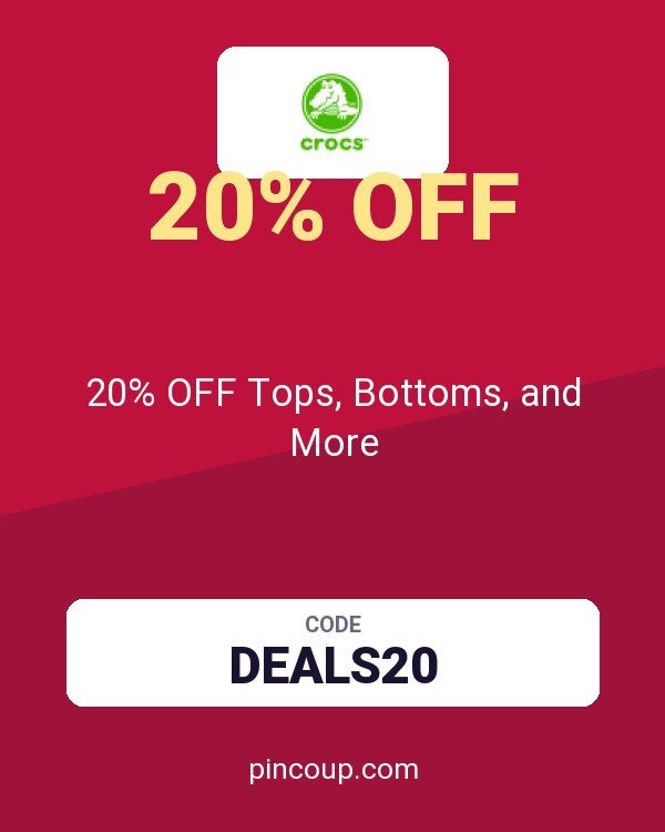 Crocs coupon: 20% OFF Tops, Bottoms, and More