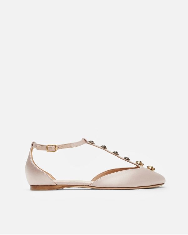 Celeste blushy beige satin ballerinas at Savannah's