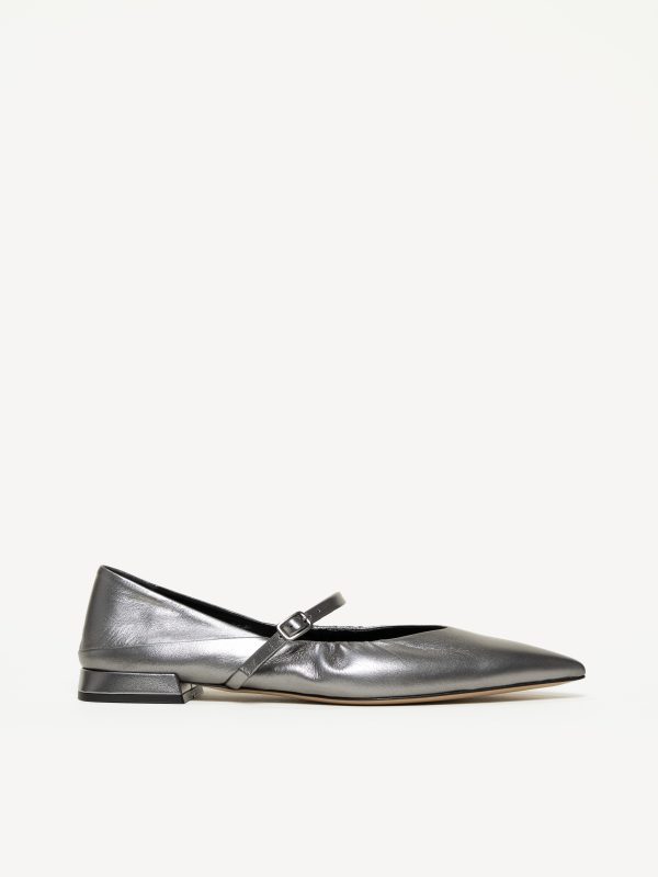 M.Gemi The Loriana Women's Flats, Size 36 in Gunmetal Nappa
