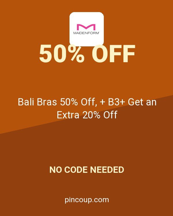 Maidenform coupon: Bali Bras 50% Off, + B3+ Get an Extra 20% Off