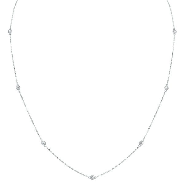 1/2 Carat TW Bezel Set Diamond Station Necklace in 14K White Gold at Szul.com