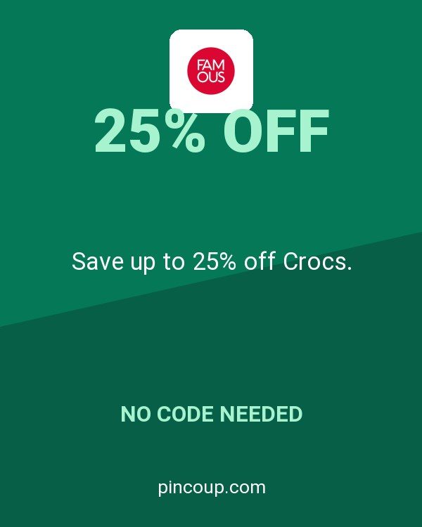 Famous Footwear coupon: Save up to 25% off Crocs.