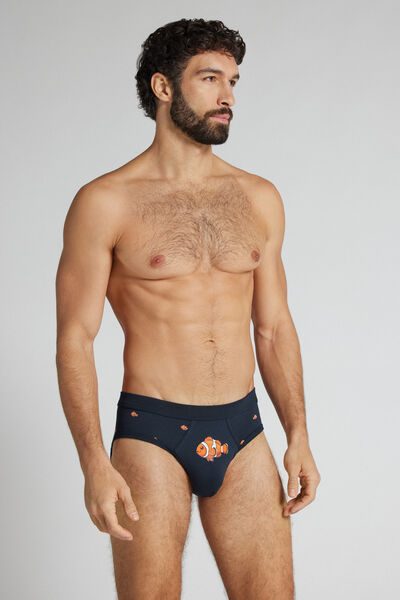 Intimissimi Clown Fish Print Superior Cotton Briefs Man Blue Size 5
