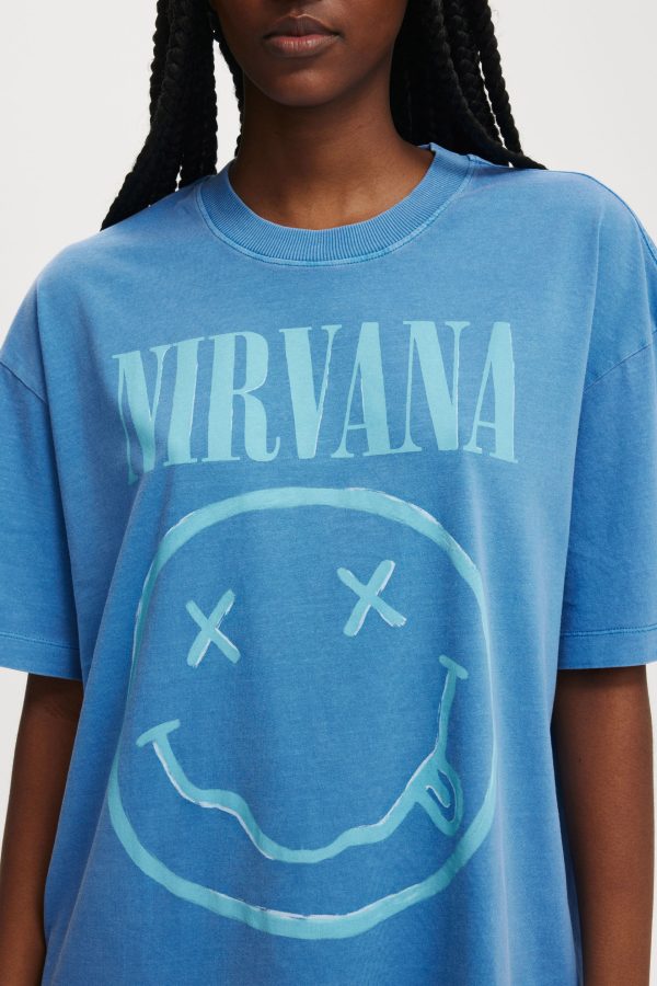 Cotton On Women - Nirvana Boxy Graphic Tee - Lcn mt nirvana/ lapis blue