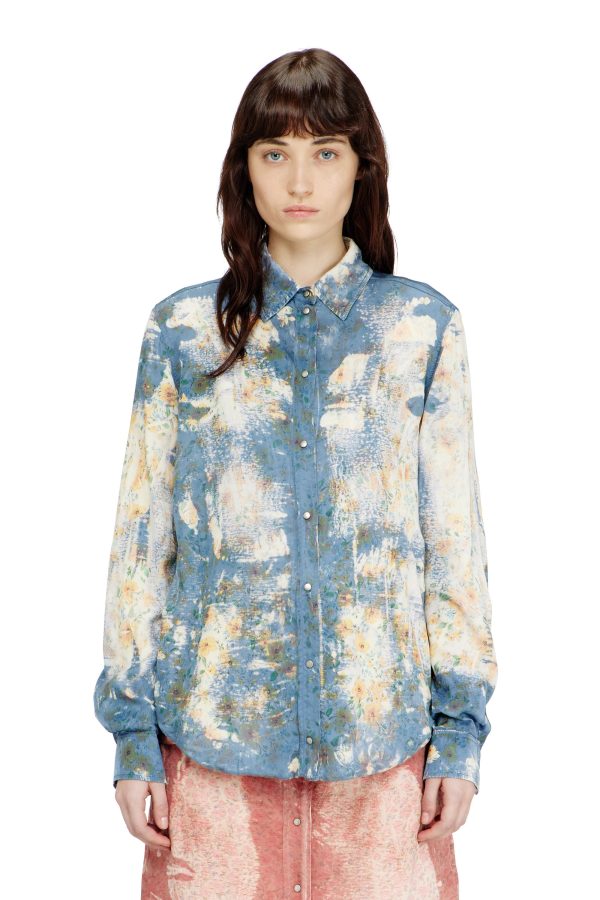 Diesel - Shirt with floral X-ray effect - Shirts - Woman - Blue
