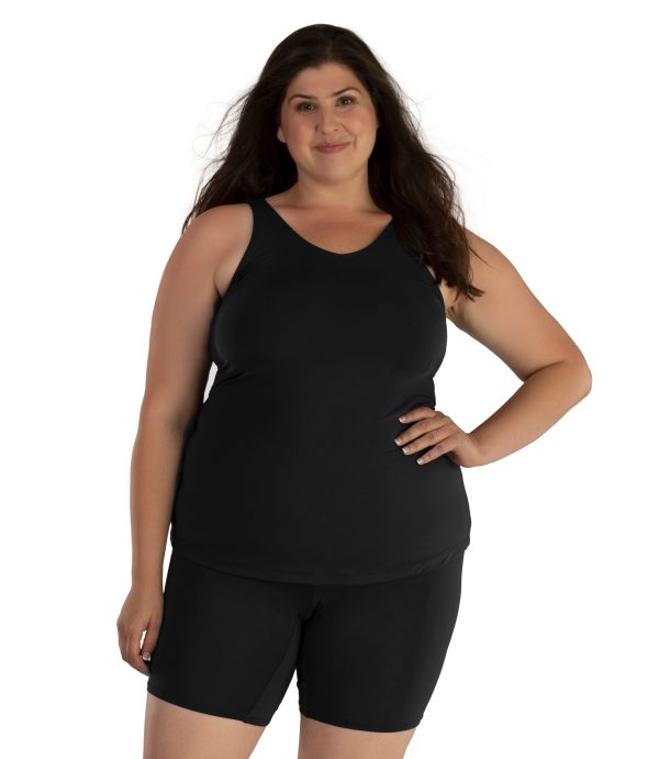 Junowear Hush V-Neck Tank with Bra - FINAL SALE, XL / BLACK at JunoActive