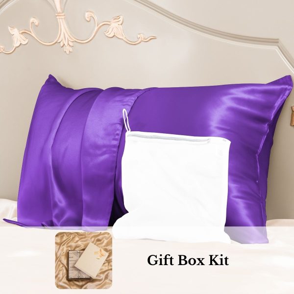 23mm 6A+ 100% Mulberry Silk Pillowcase-Christmas Gift Kit - Standard / Purple at Promeed