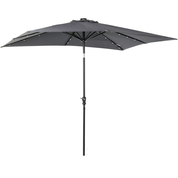 Outsunny 9' x 7' Solar Umbrella, LED Lighted Patio Umbrella for Table or Base with Tilt & Crank, Outdoor Umbrella for Garden, Deck, Backyard, Pool, Be at Aosom.com