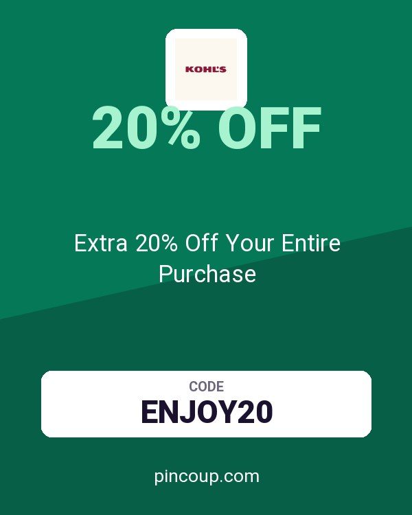 Kohl's coupon: Extra 20% Off Your Entire Purchase