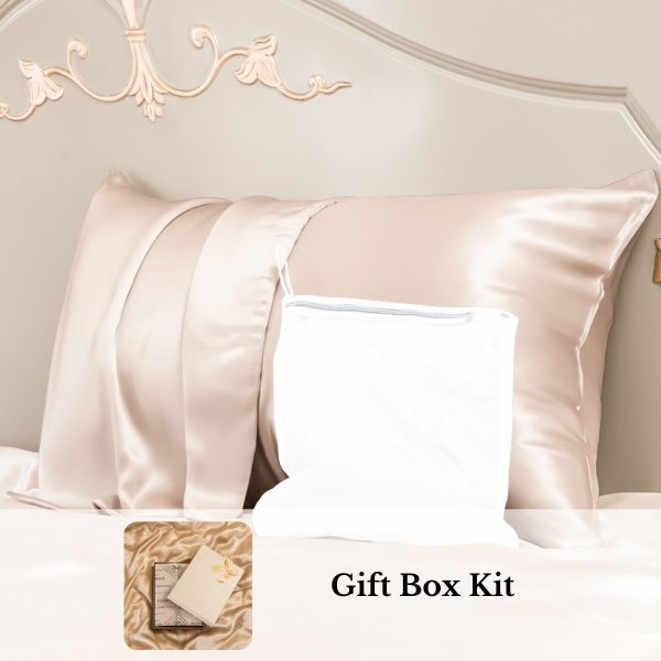23mm 6A+ 100% Mulberry Silk Pillowcase-Christmas Gift Kit - King / Champagne at Promeed