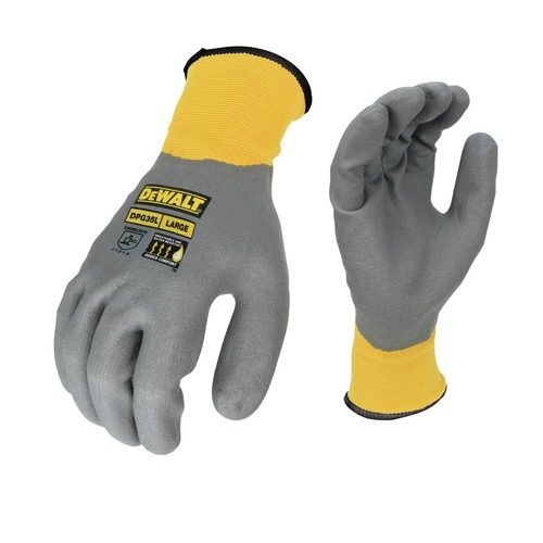 Dewalt (12/Box) Full Dip Water-Resistant Breathable Work Gloves - Medium, Gray/Yellow at CPO Outlets