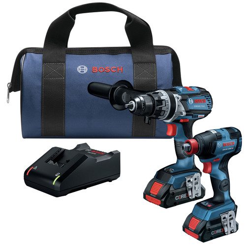 Factory Reconditioned Bosch GXL18V-224B25-RT 18V Brute Tough Connected-Ready EC Brushless Li-Ion 1/2 in. Cordless Hammer Drill Driver and 2-In-1 Impact Driver Combo Kit with 2 Batteries (4 Ah) at 4seating.com