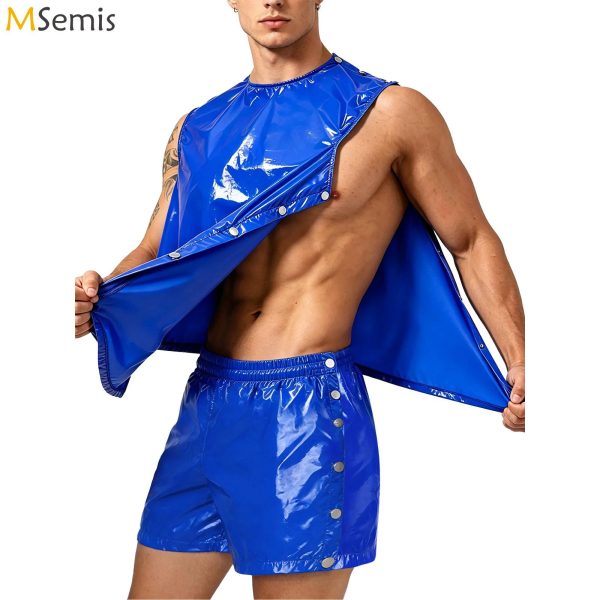 Mens Special Needs Waterproof Sweat Tracksuit Tank Tops Set And Sides Buttons Boxer Shorts Two Pieces Outfit Adaptive Clothing at AliExpress