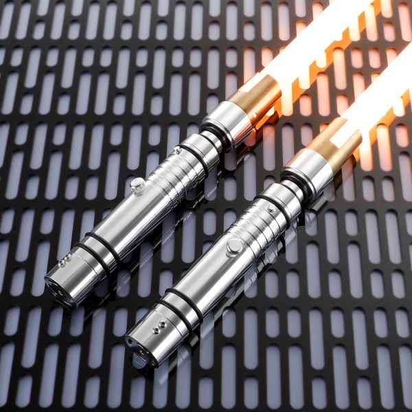 LIGHTSABER® Bastila Shan Double Blade Saber | Yellow Metal Hilt at lightsaber.com